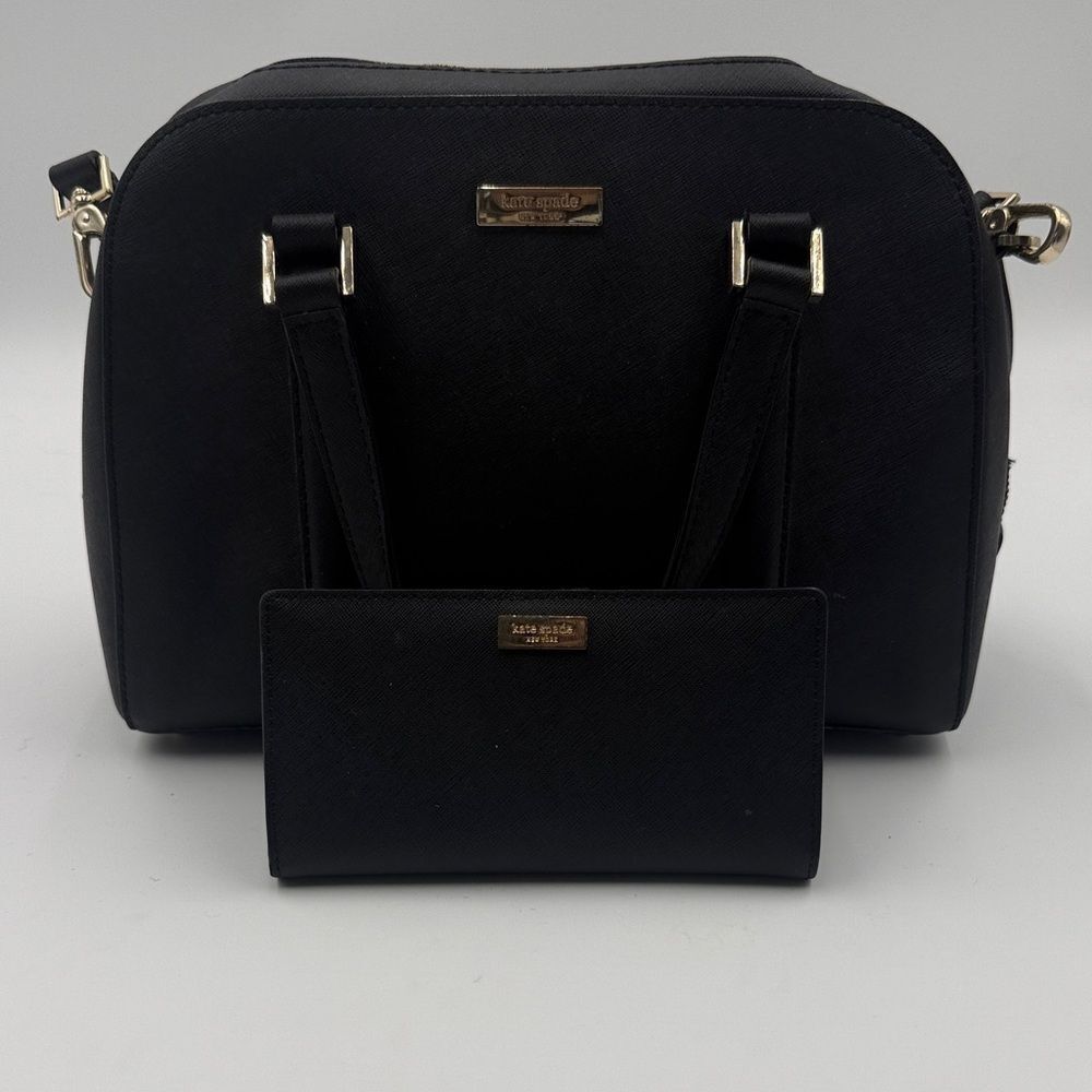Kate Spade Black Saffiano Leather Satchel & Wallet Set – Crossbody